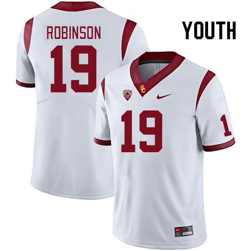 Youth #19 Duce Robinson USC Trojans College Football Jerseys Stitched Sale-White